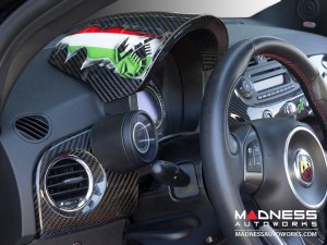 FIAT 500 Instrument Cover - Carbon Fiber - Koshi Composites - Italian Flag w/ Black Scorpion 